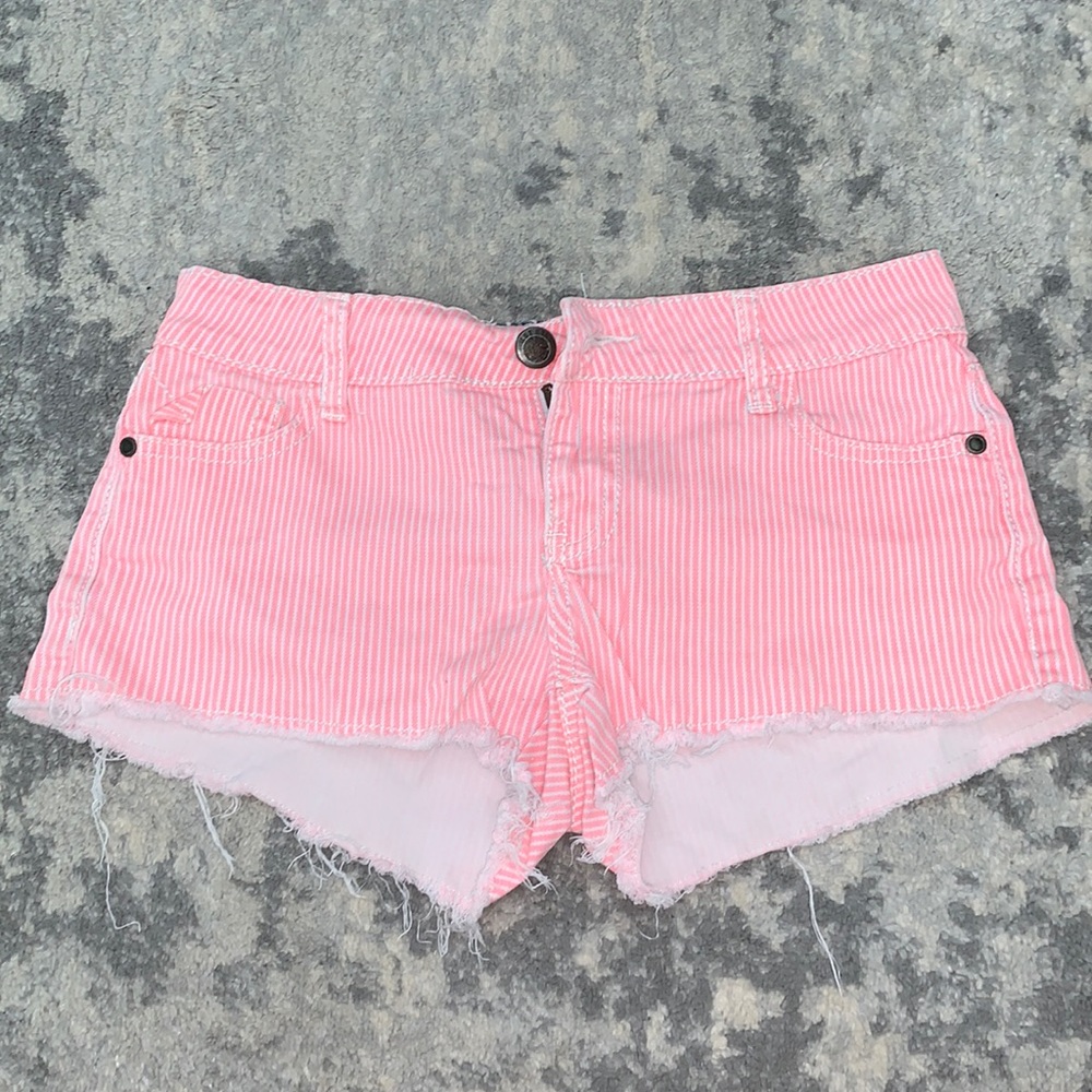 Pink striped shorts size 5